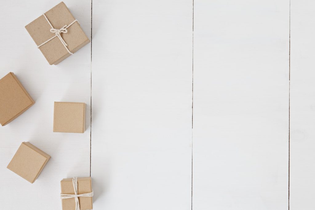 Brown paper packages on a table